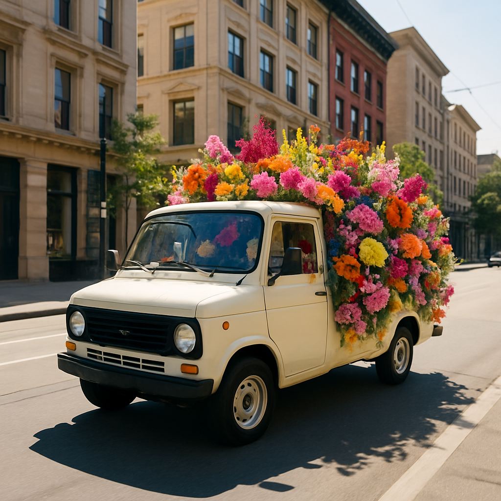 Delivery van with flowers