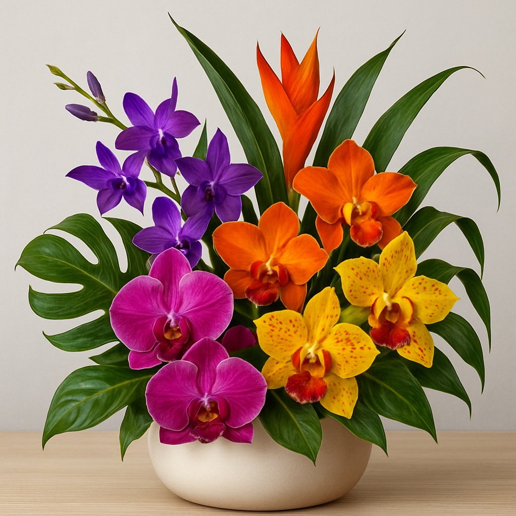 An exotic arrangement with orchids