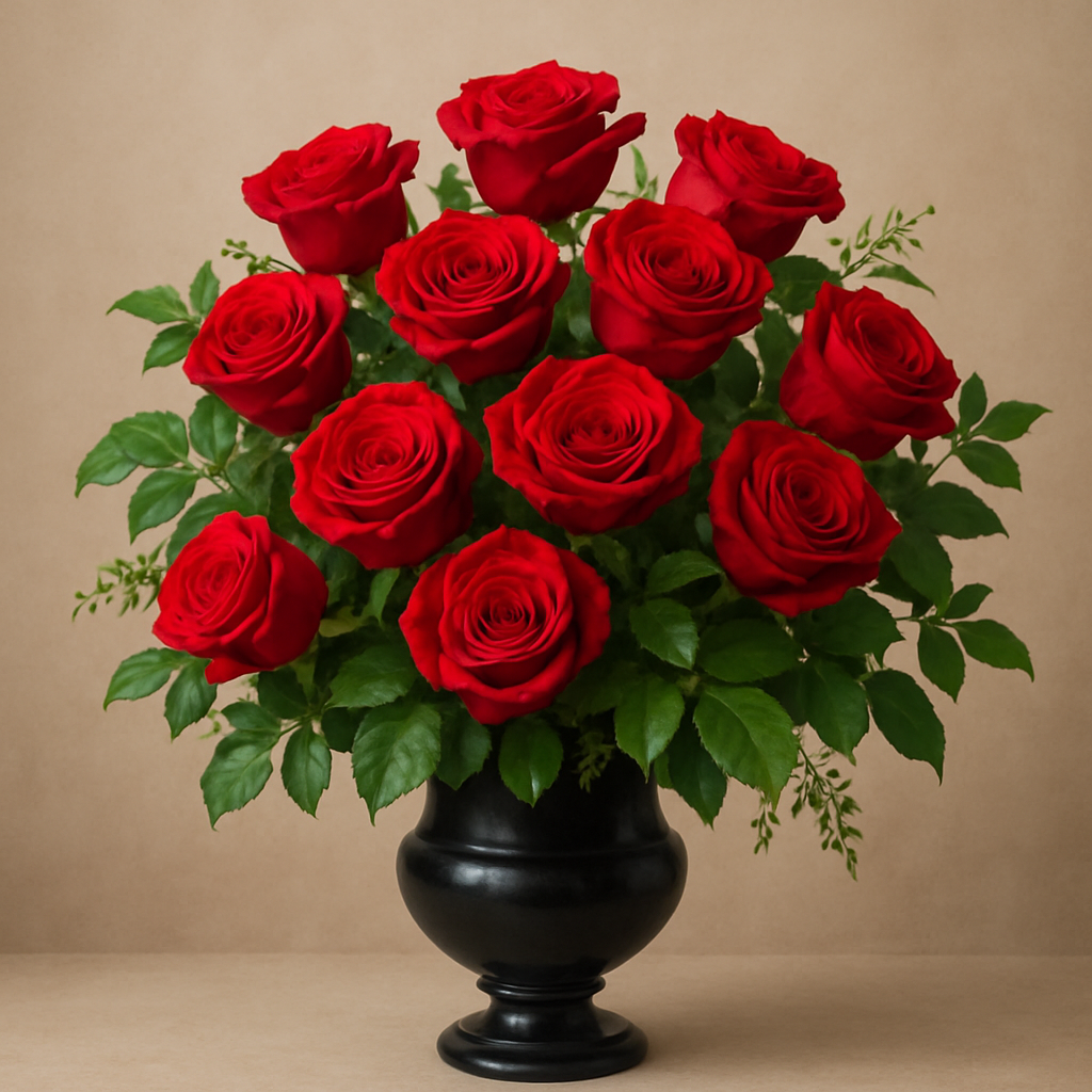 A classic arrangement of red roses